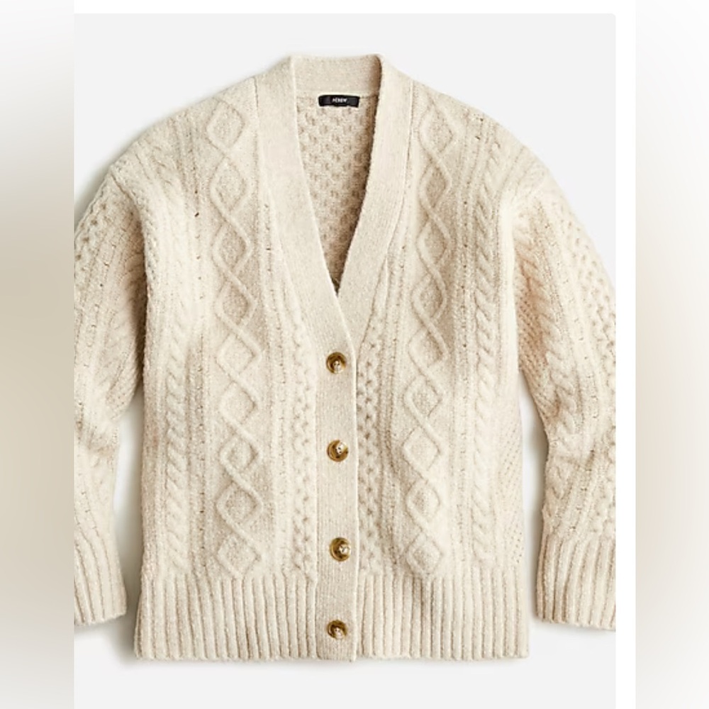 J.Crew Cable-knit stretch cardigan sweater